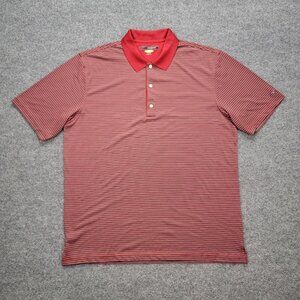 Greg Norman Polo Shirt Mens XL/2XL Red Striped Short Sleeve Play Dry Golf Preppy